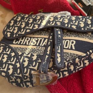 Dior Navy and Cream Saddle Bag